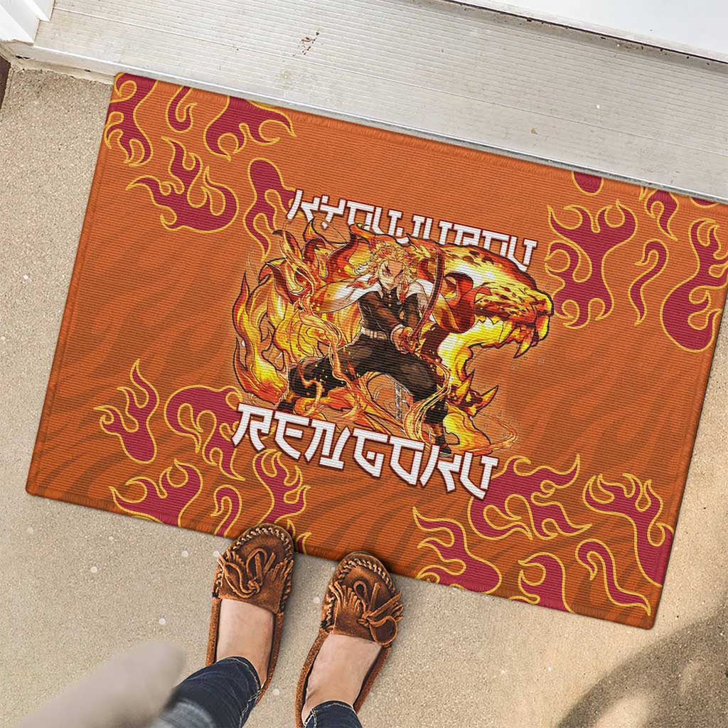 Rengoku Kyojuro Demon Slayer Rubber Doormat Inferno Anime Flame Crest Style