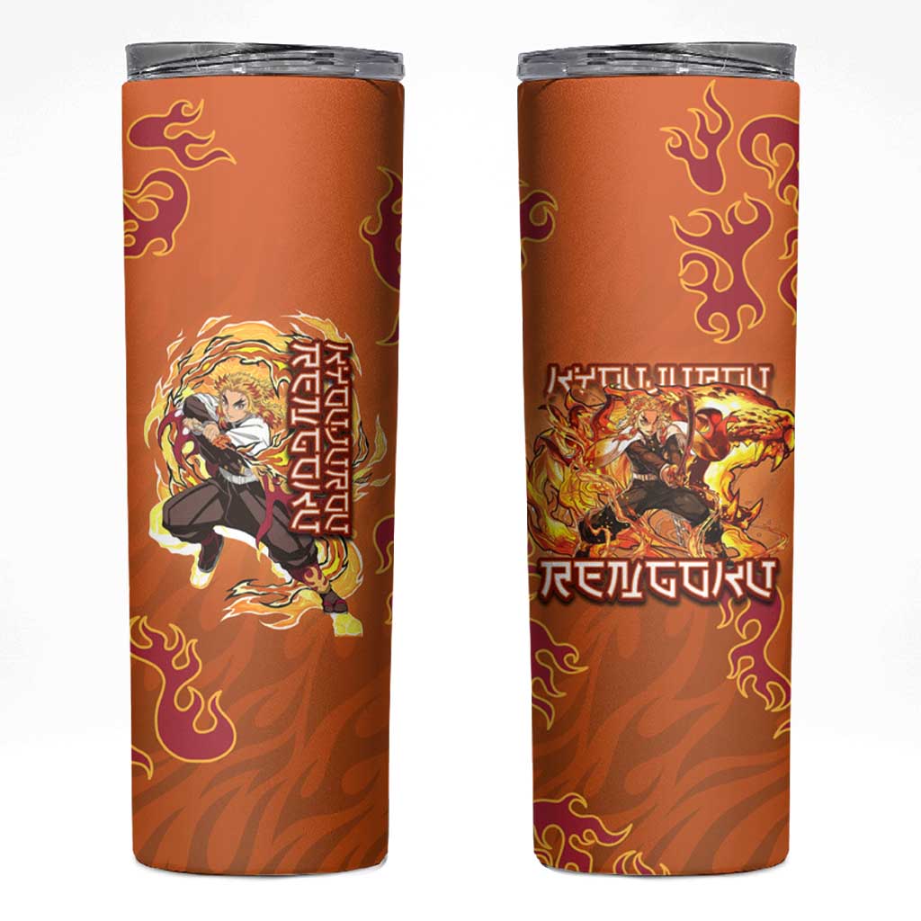Rengoku Kyojuro Demon Slayer Skinny Tumbler Inferno Anime Flame Crest Style