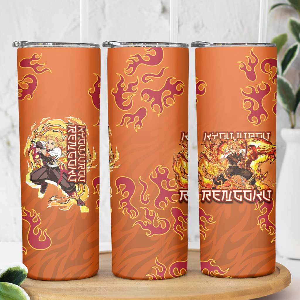 Rengoku Kyojuro Demon Slayer Skinny Tumbler Inferno Anime Flame Crest Style