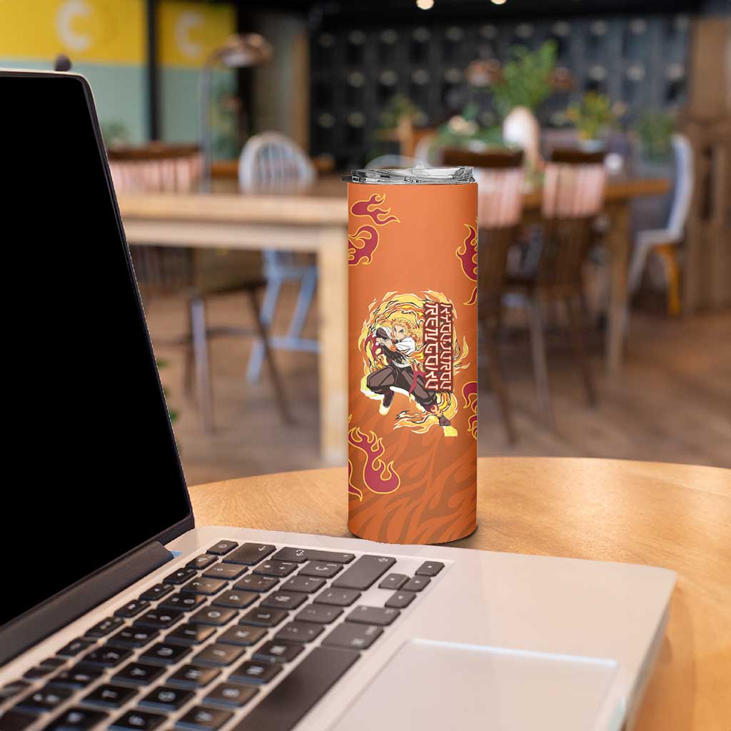 Rengoku Kyojuro Demon Slayer Skinny Tumbler Inferno Anime Flame Crest Style