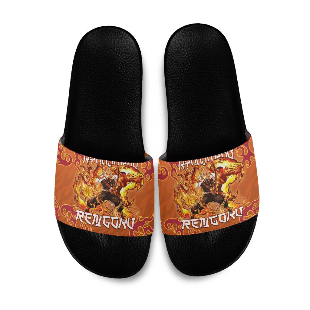 Rengoku Kyojuro Demon Slayer Slide Sandals Inferno Anime Flame Crest Style