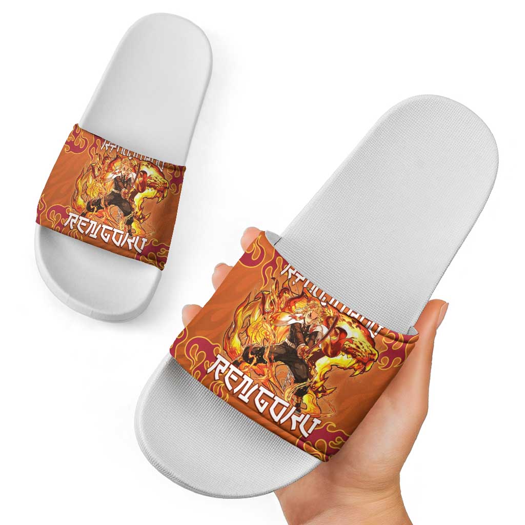 Rengoku Kyojuro Demon Slayer Slide Sandals Inferno Anime Flame Crest Style