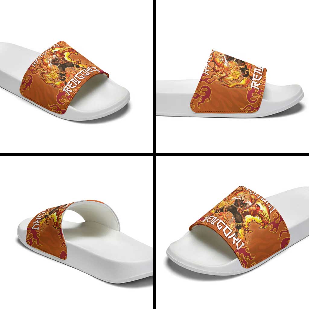 Rengoku Kyojuro Demon Slayer Slide Sandals Inferno Anime Flame Crest Style