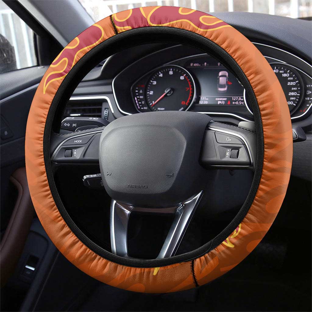 Rengoku Kyojuro Demon Slayer Steering Wheel Cover Inferno Anime Flame Crest Style