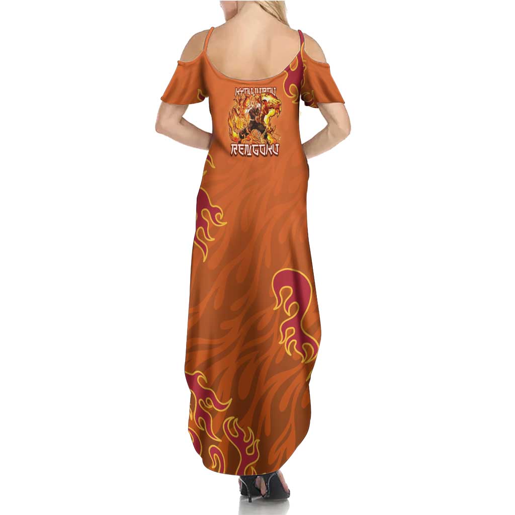 Rengoku Kyojuro Demon Slayer Summer Maxi Dress Inferno Anime Flame Crest Style