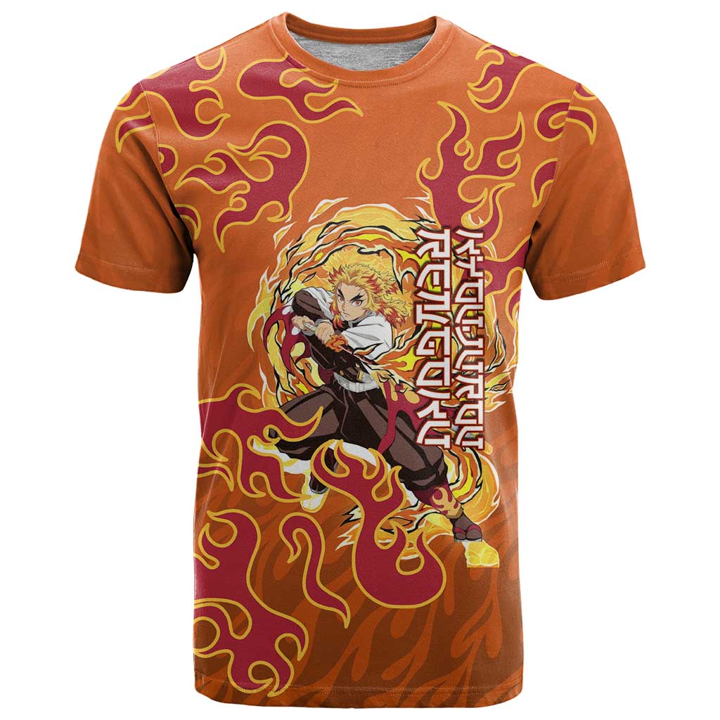 Rengoku Kyojuro Demon Slayer T Shirt Inferno Anime Flame Crest Style