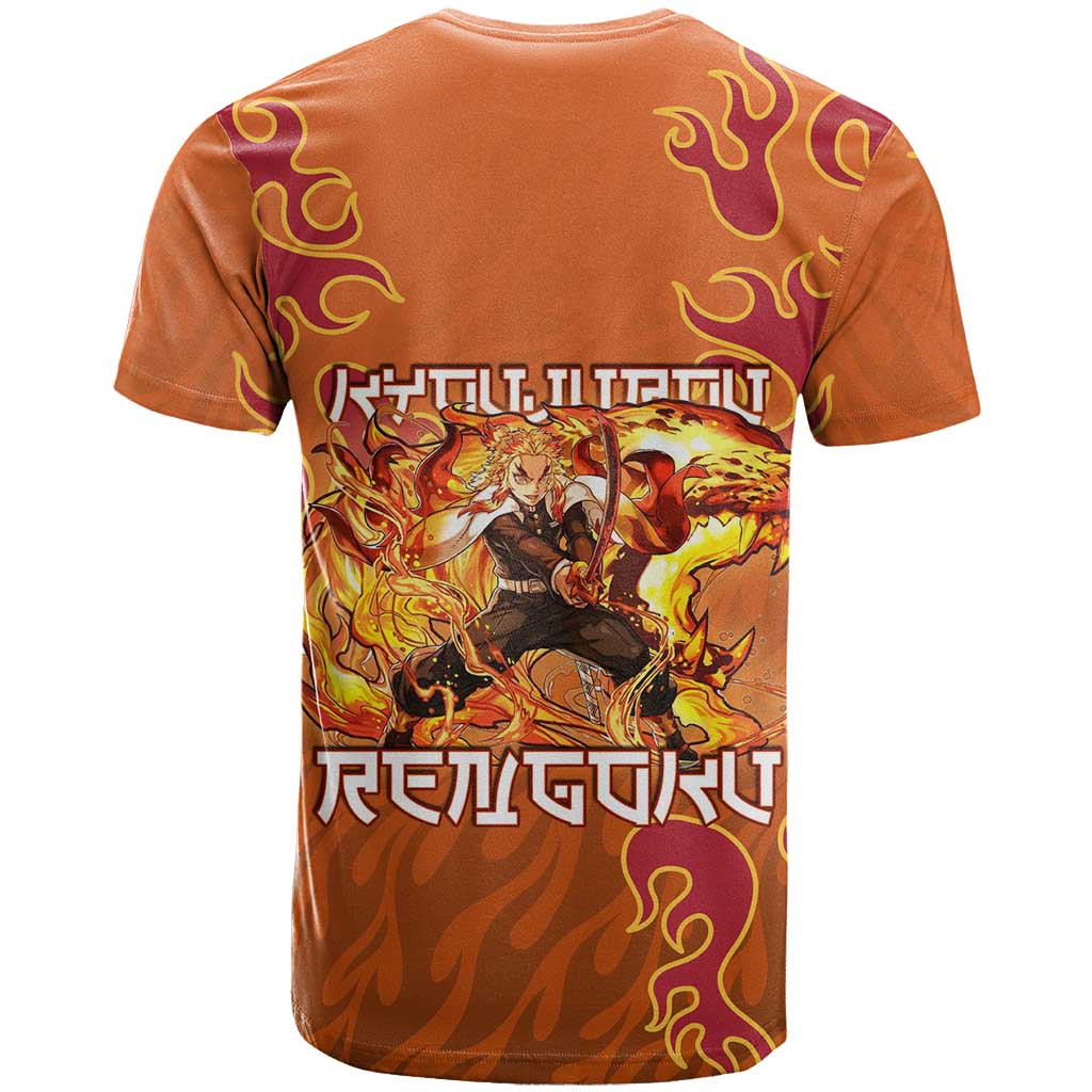 Rengoku Kyojuro Demon Slayer T Shirt Inferno Anime Flame Crest Style