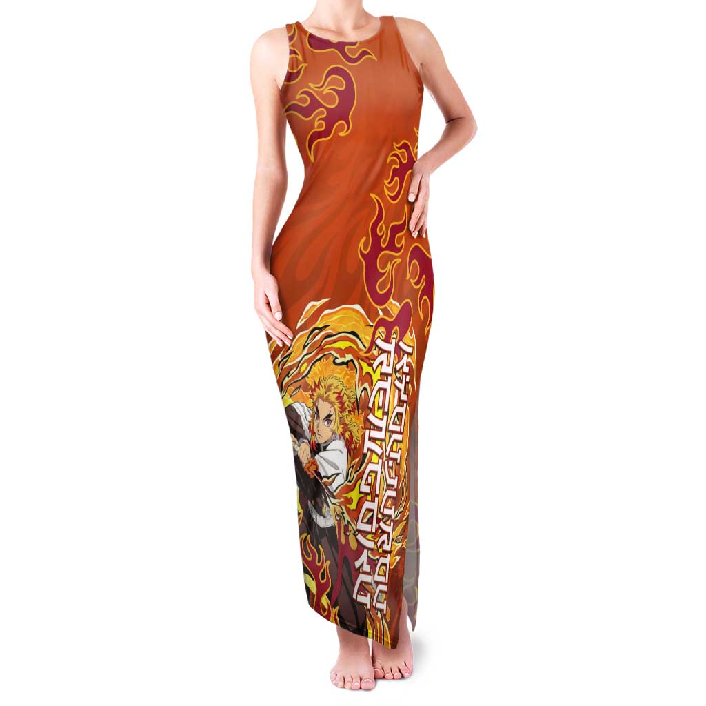 Rengoku Kyojuro Demon Slayer Tank Maxi Dress Inferno Anime Flame Crest Style