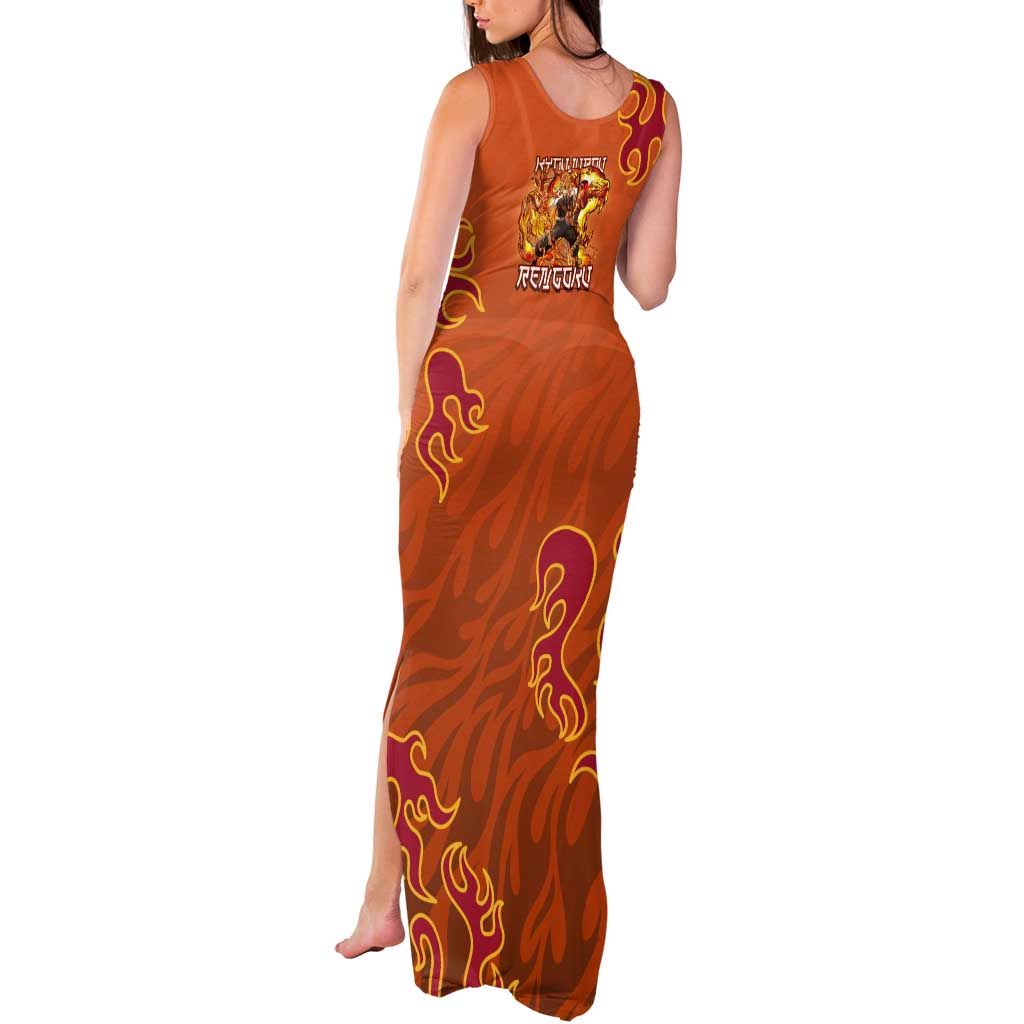 Rengoku Kyojuro Demon Slayer Tank Maxi Dress Inferno Anime Flame Crest Style