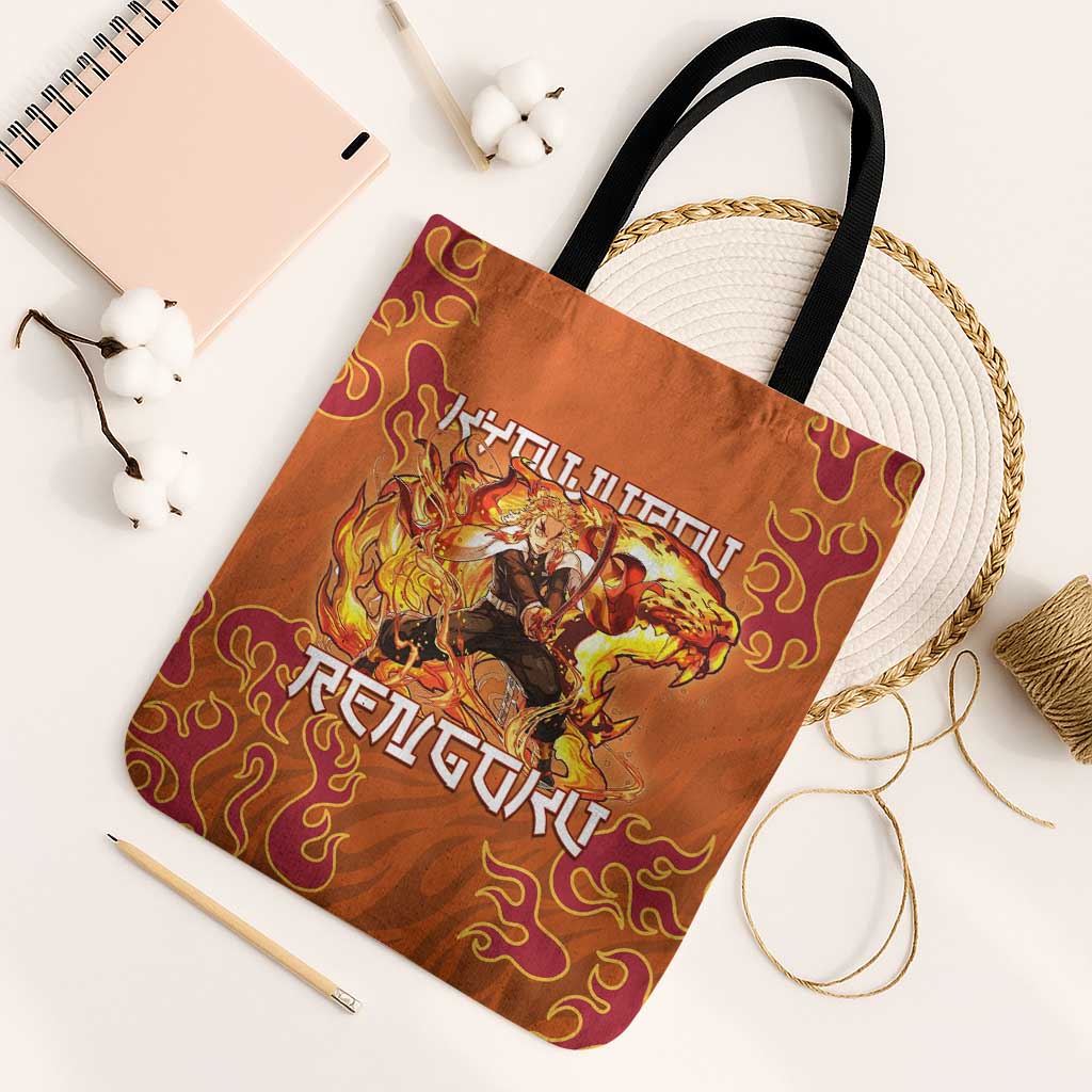 Rengoku Kyojuro Demon Slayer Tote Bag Inferno Anime Flame Crest Style