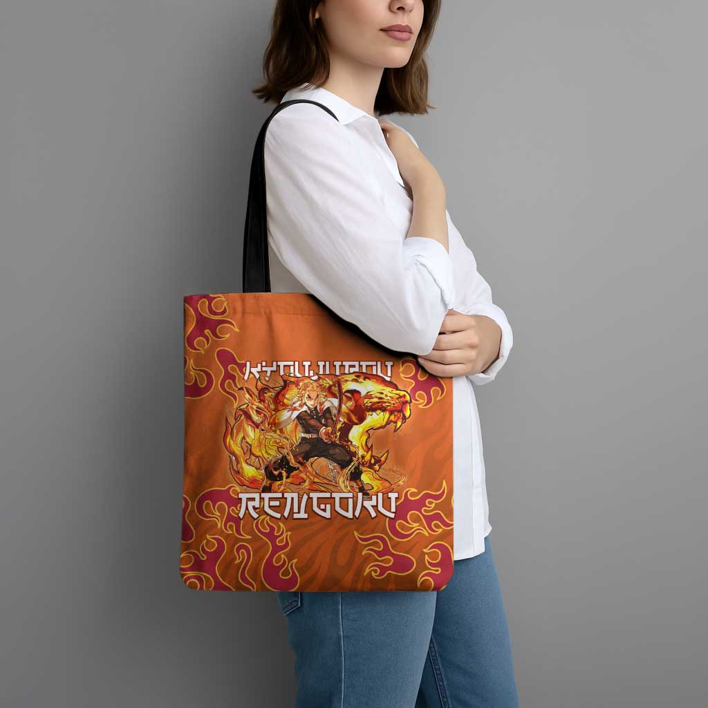Rengoku Kyojuro Demon Slayer Tote Bag Inferno Anime Flame Crest Style