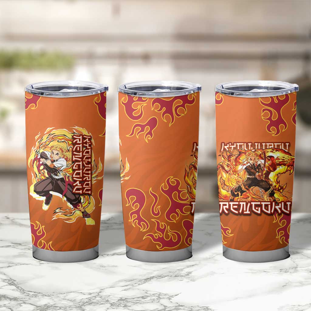 Rengoku Kyojuro Demon Slayer Tumbler Cup Inferno Anime Flame Crest Style