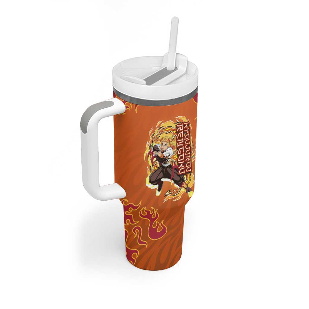 Rengoku Kyojuro Demon Slayer Tumbler With Handle Inferno Anime Flame Crest Style