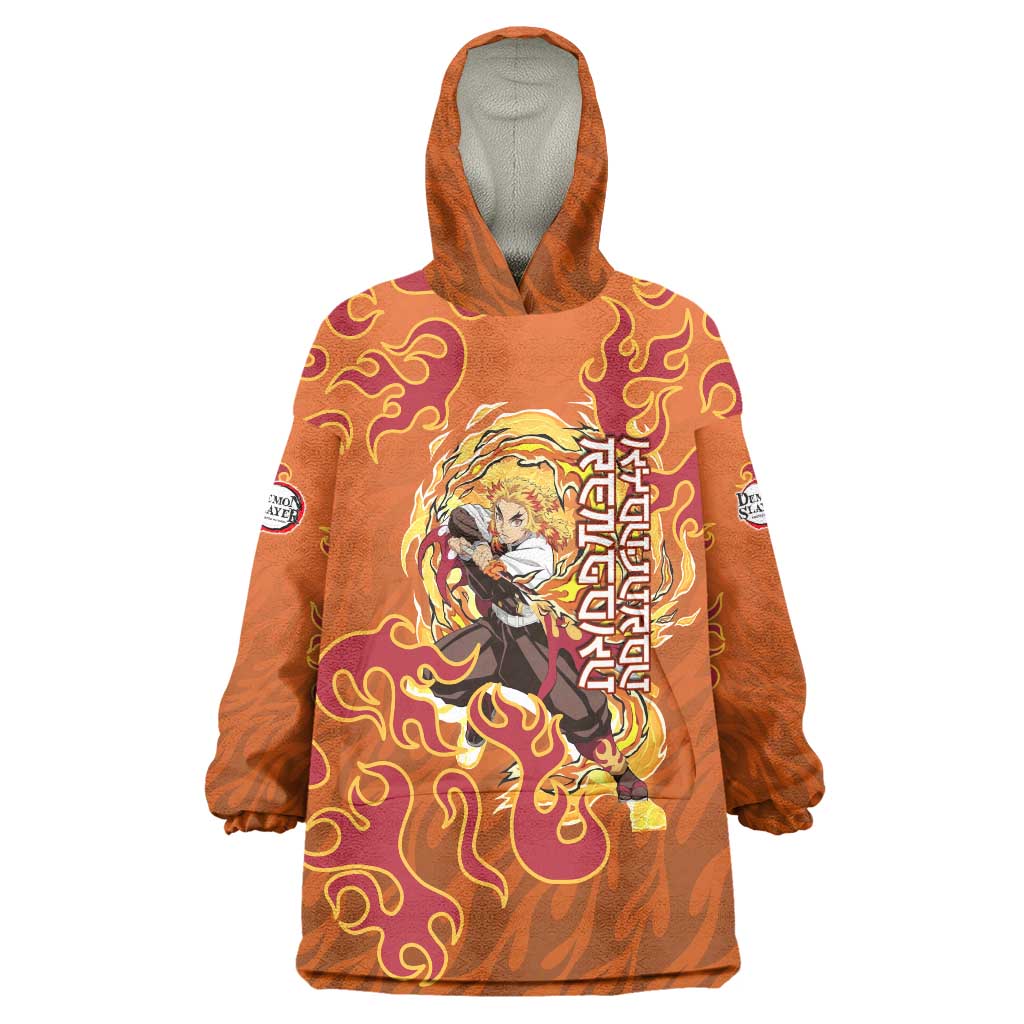 Rengoku Kyojuro Demon Slayer Wearable Blanket Hoodie Inferno Anime Flame Crest Style