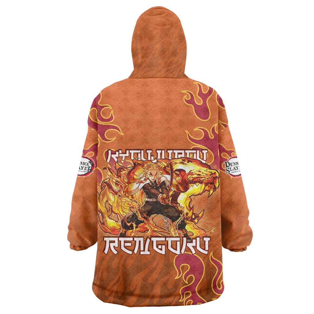 Rengoku Kyojuro Demon Slayer Wearable Blanket Hoodie Inferno Anime Flame Crest Style