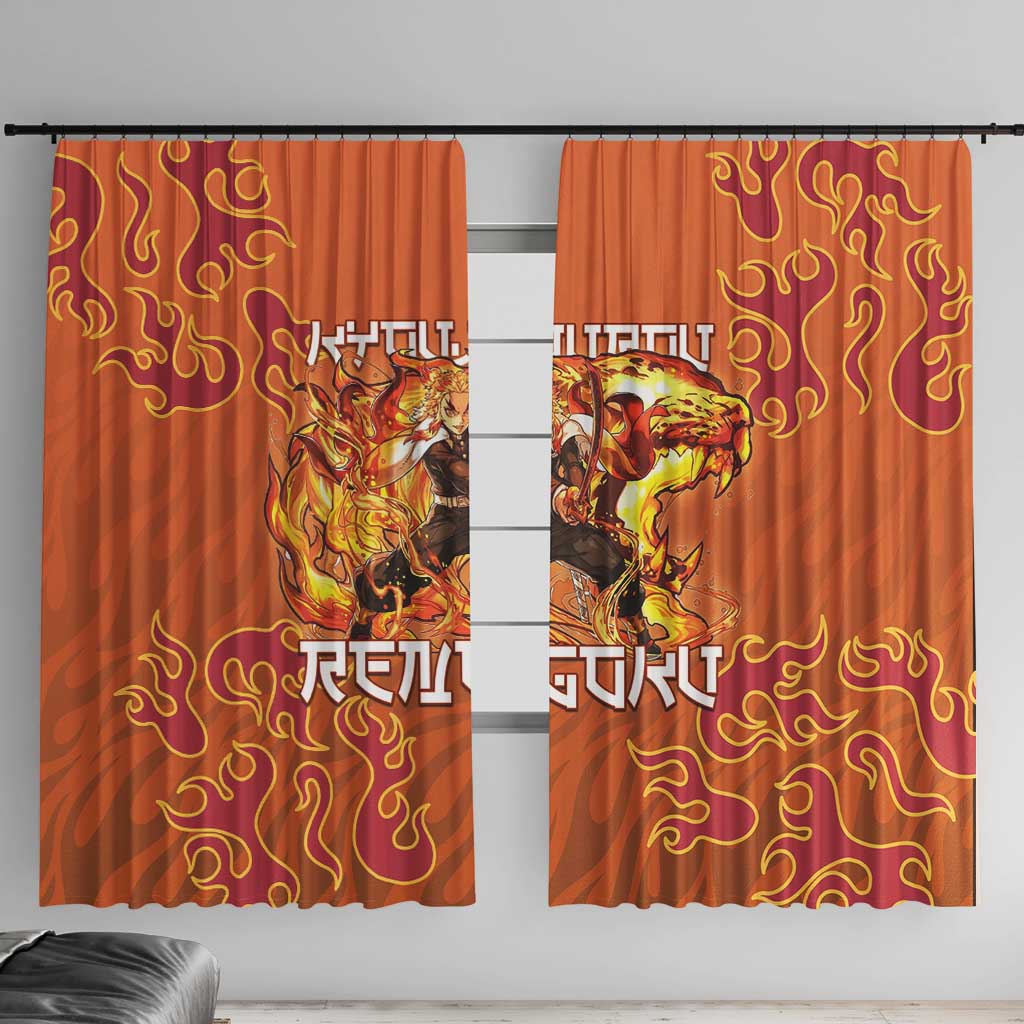 Rengoku Kyojuro Demon Slayer Window Curtain Inferno Anime Flame Crest Style