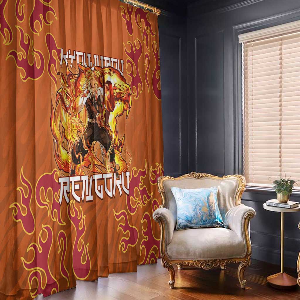 Rengoku Kyojuro Demon Slayer Window Curtain Inferno Anime Flame Crest Style