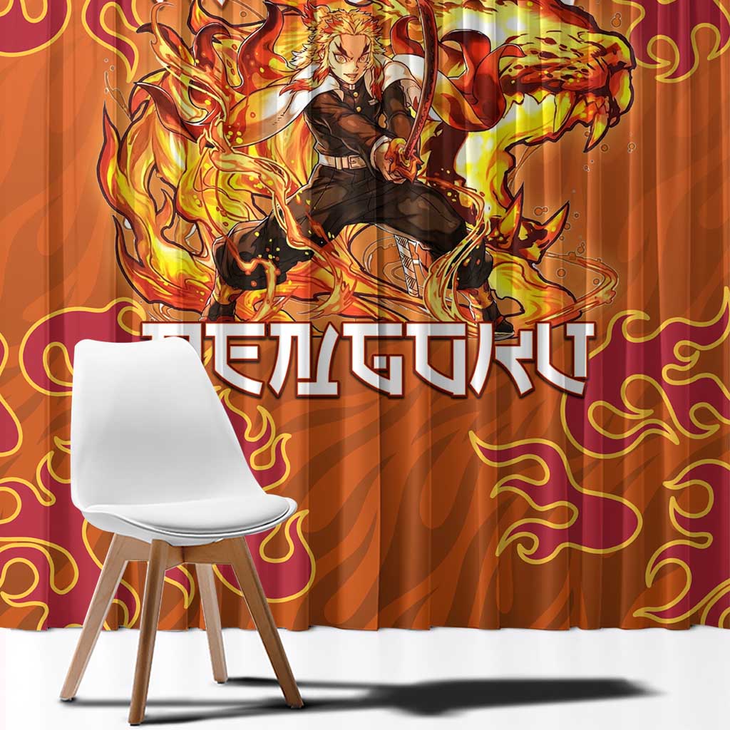 Rengoku Kyojuro Demon Slayer Window Curtain Inferno Anime Flame Crest Style