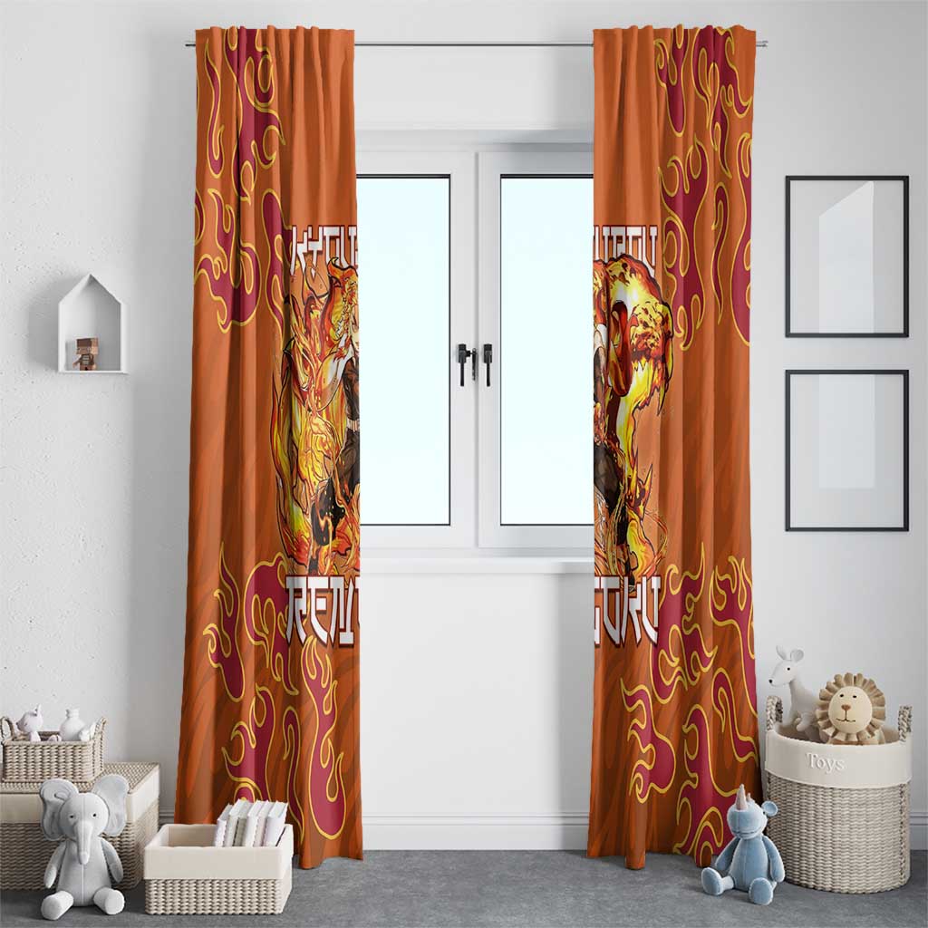 Rengoku Kyojuro Demon Slayer Window Curtain Inferno Anime Flame Crest Style
