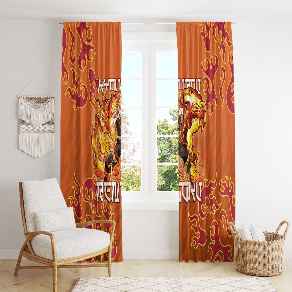 Rengoku Kyojuro Demon Slayer Window Curtain Inferno Anime Flame Crest Style