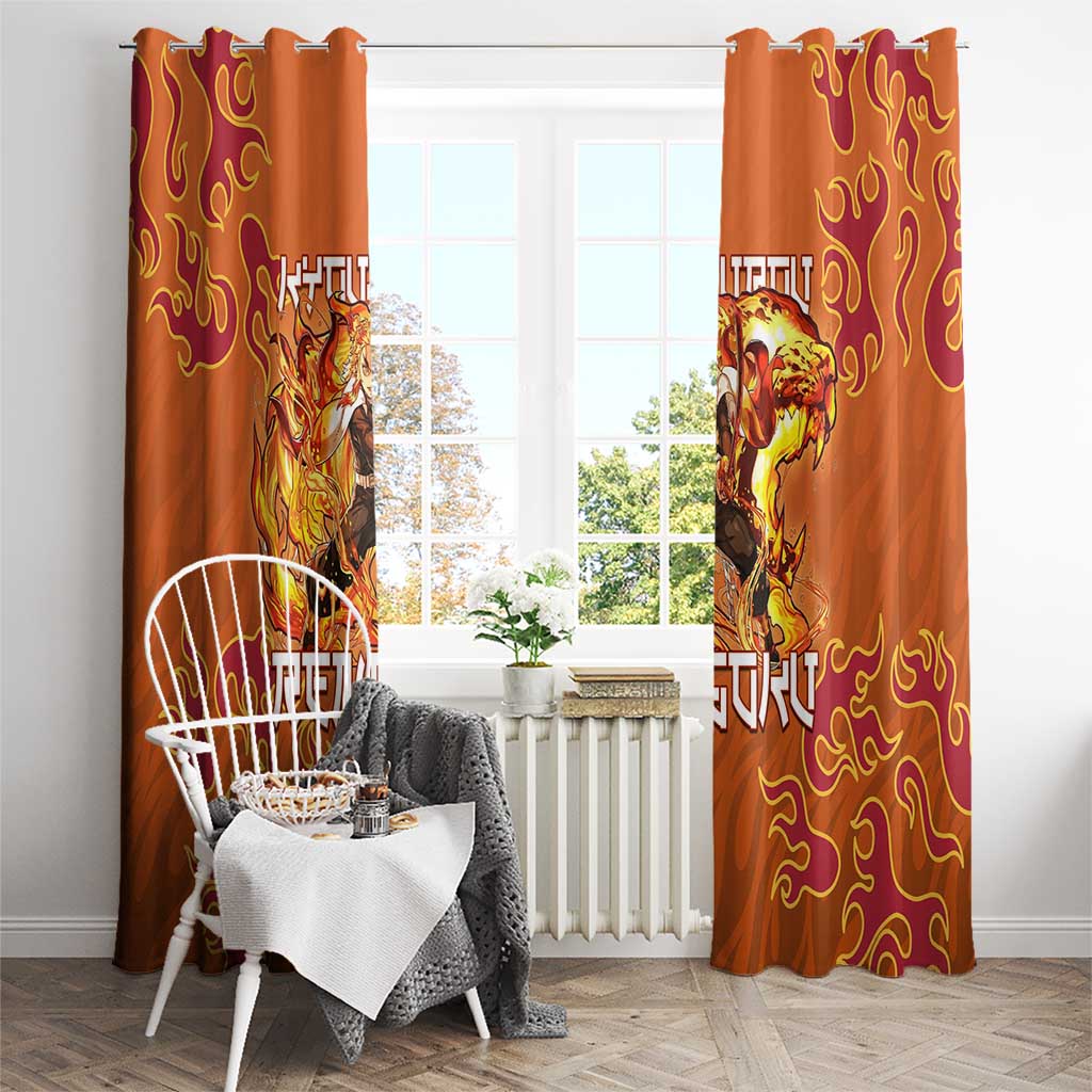 Rengoku Kyojuro Demon Slayer Window Curtain Inferno Anime Flame Crest Style