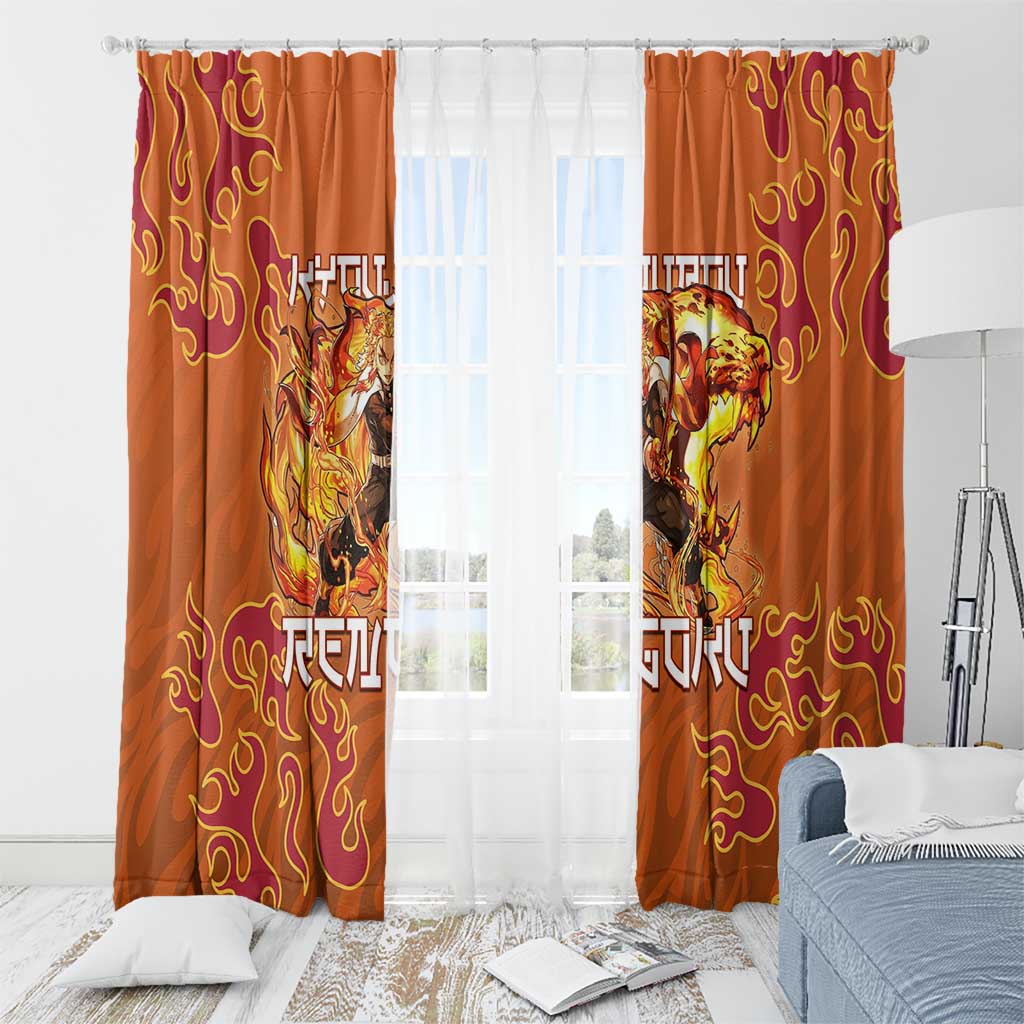Rengoku Kyojuro Demon Slayer Window Curtain Inferno Anime Flame Crest Style