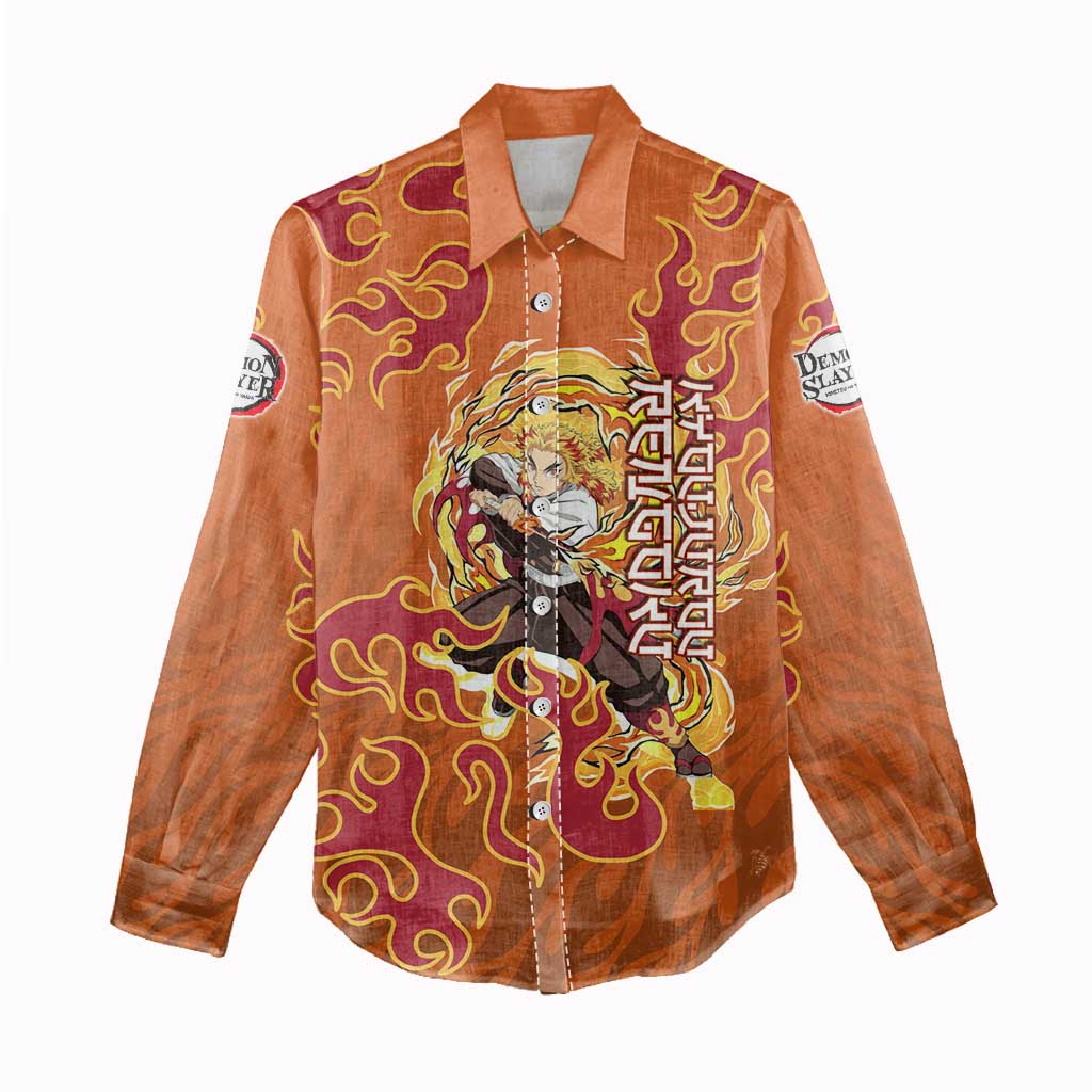 Rengoku Kyojuro Demon Slayer Women Casual Shirt Inferno Anime Flame Crest Style