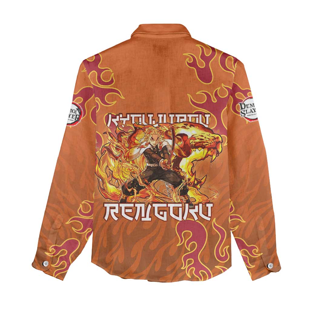 Rengoku Kyojuro Demon Slayer Women Casual Shirt Inferno Anime Flame Crest Style