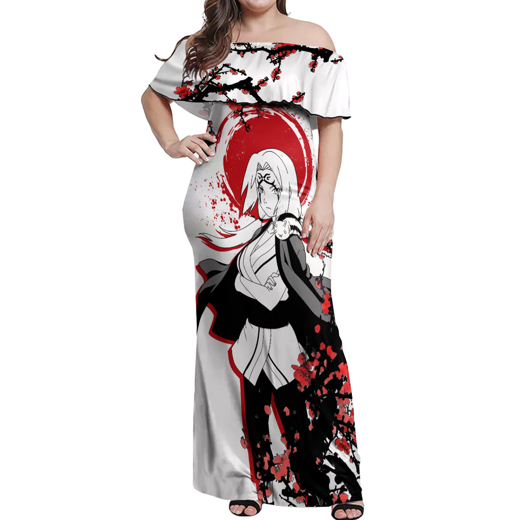 Tsunade - Japan Style Anime Off Shoulder Maxi Dress