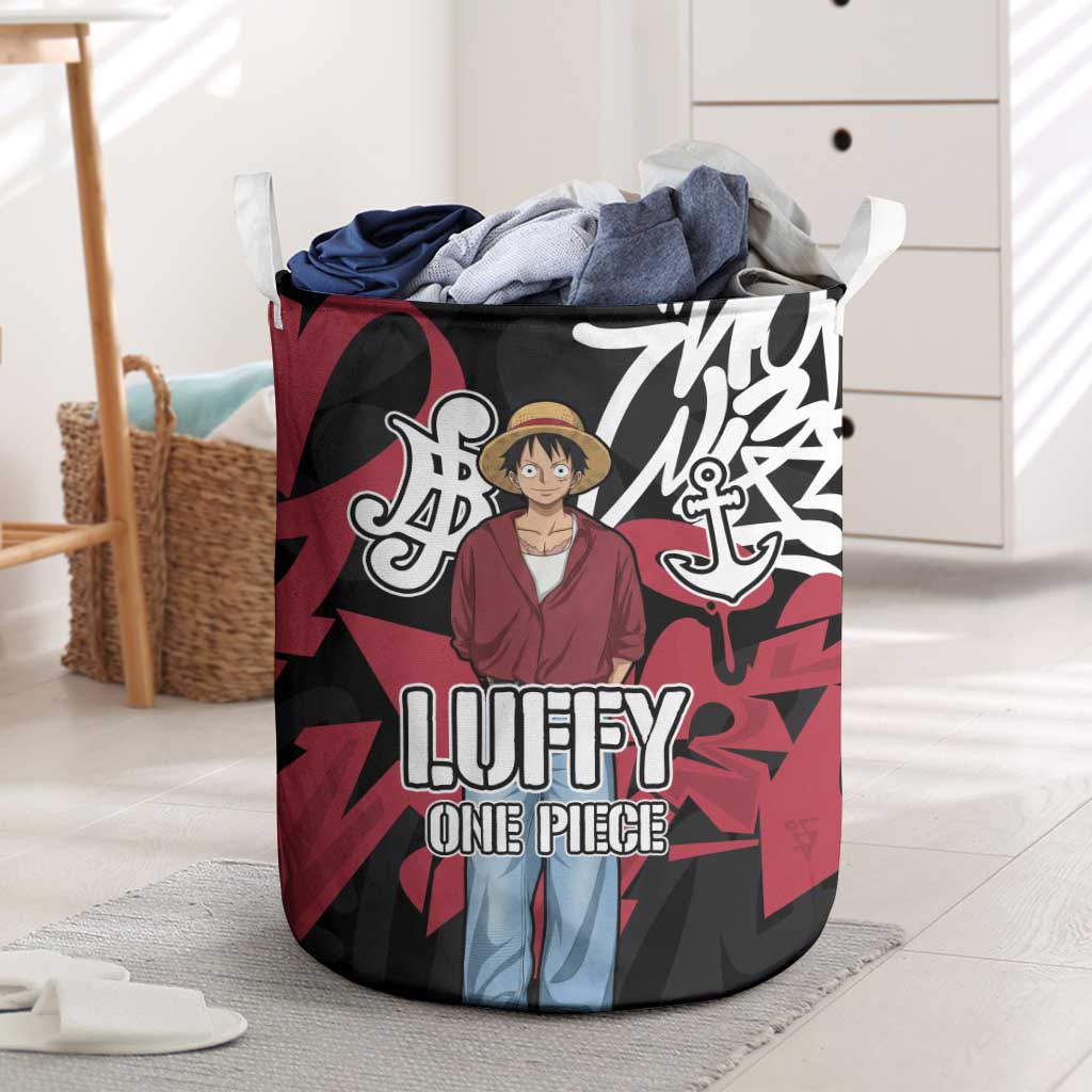 Monkey D. Luffy One Piece Laundry Basket Graffiti Street Art Anime Collage