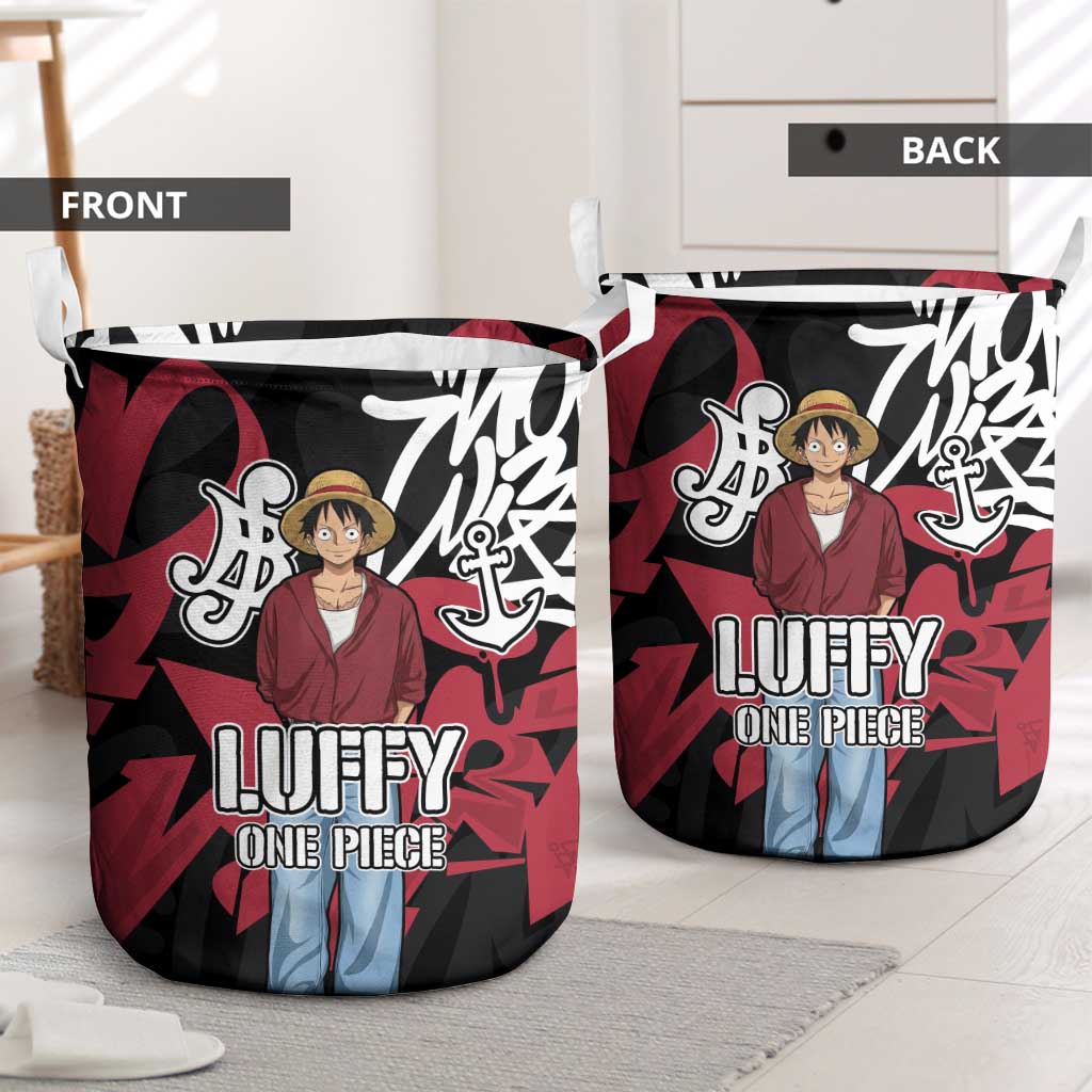 Monkey D. Luffy One Piece Laundry Basket Graffiti Street Art Anime Collage