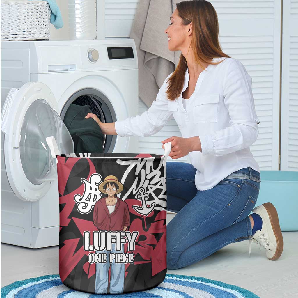 Monkey D. Luffy One Piece Laundry Basket Graffiti Street Art Anime Collage
