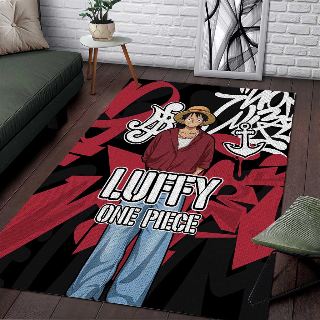 Monkey D. Luffy One Piece Area Rug Graffiti Street Art Anime Collage