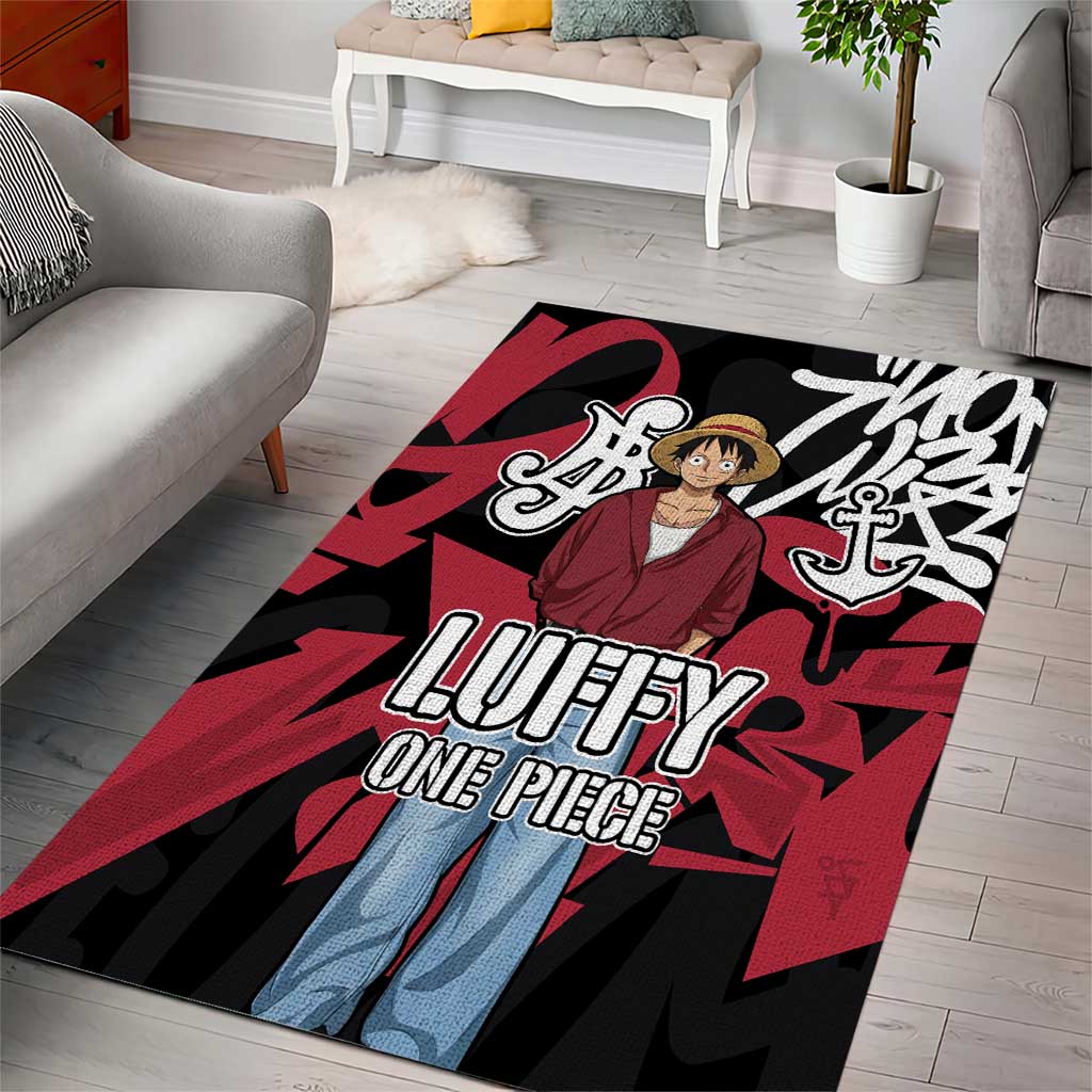 Monkey D. Luffy One Piece Area Rug Graffiti Street Art Anime Collage