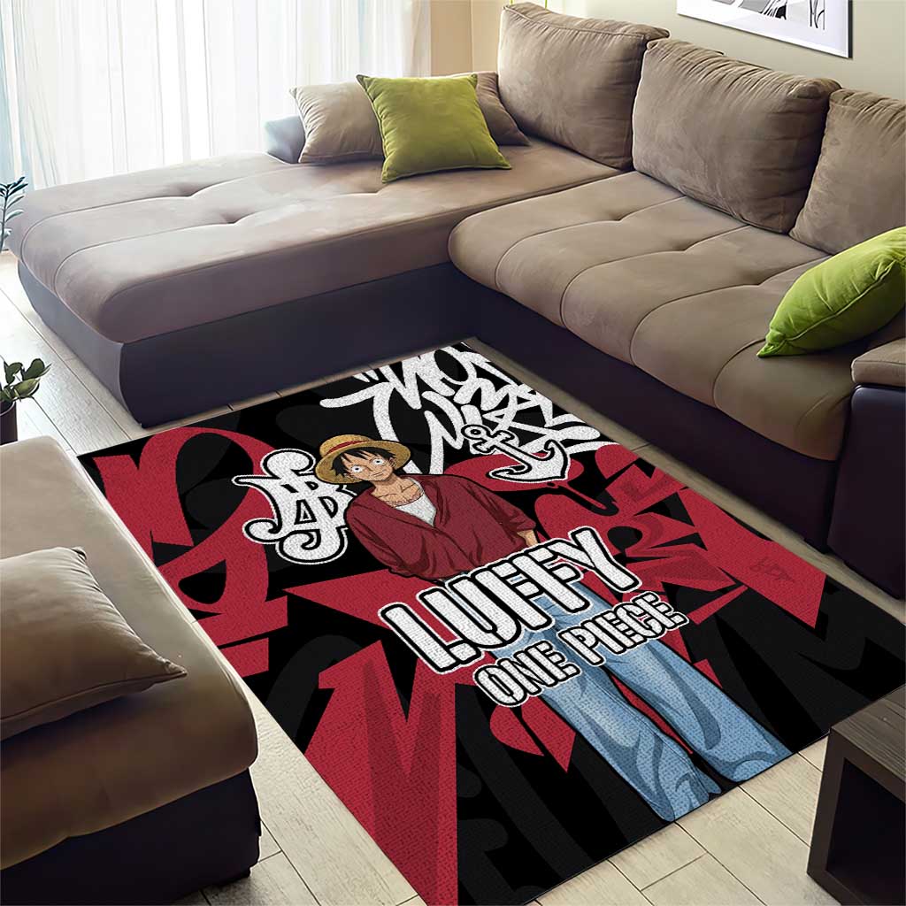 Monkey D. Luffy One Piece Area Rug Graffiti Street Art Anime Collage