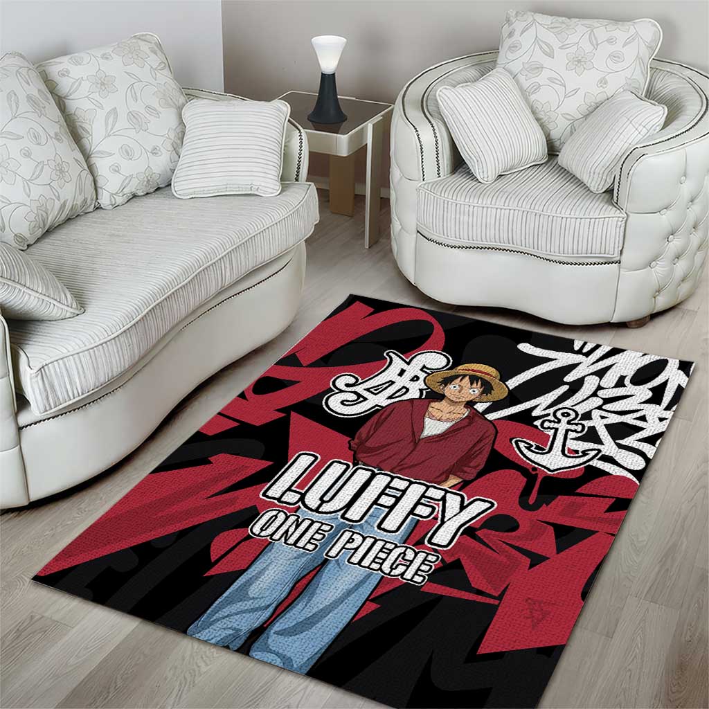 Monkey D. Luffy One Piece Area Rug Graffiti Street Art Anime Collage