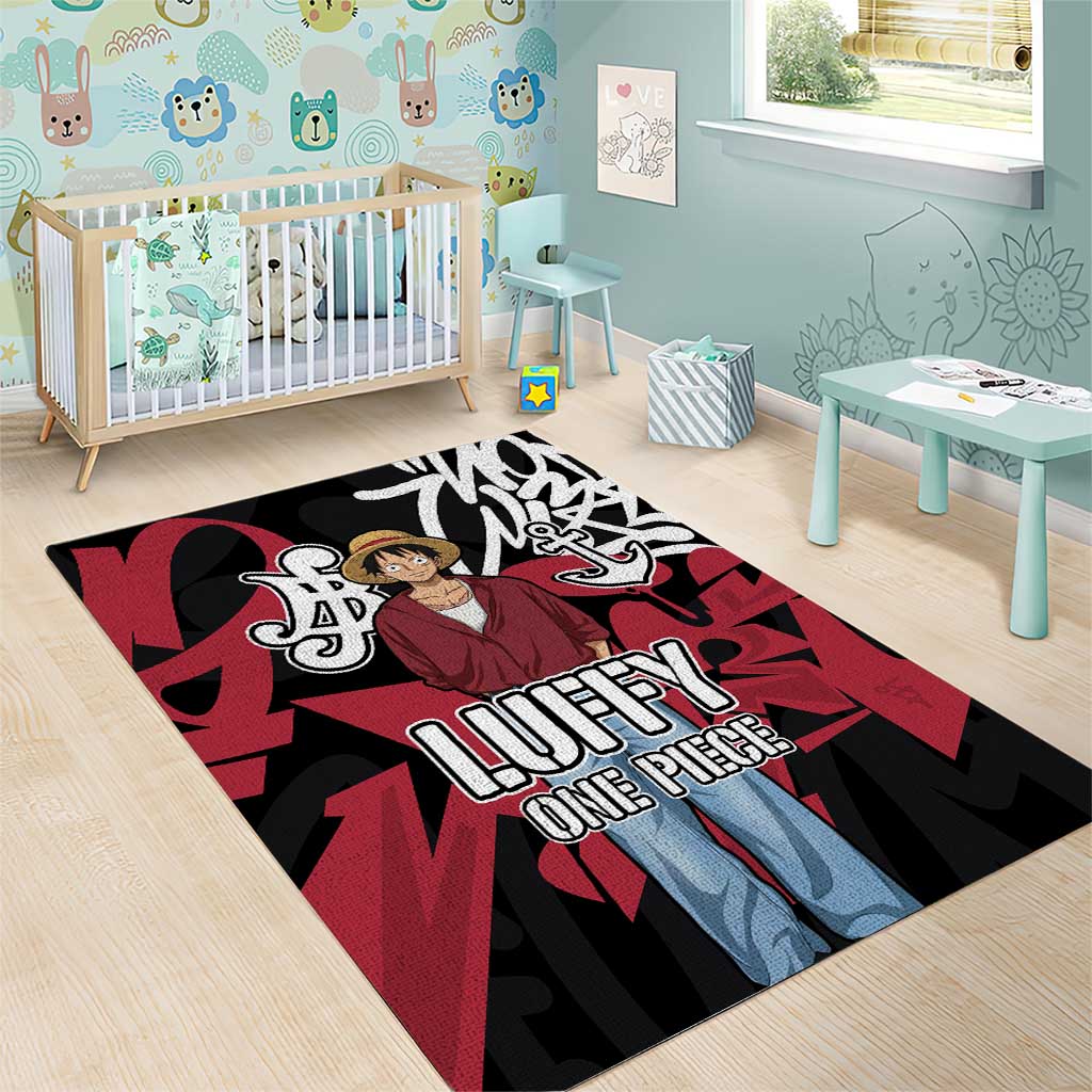 Monkey D. Luffy One Piece Area Rug Graffiti Street Art Anime Collage