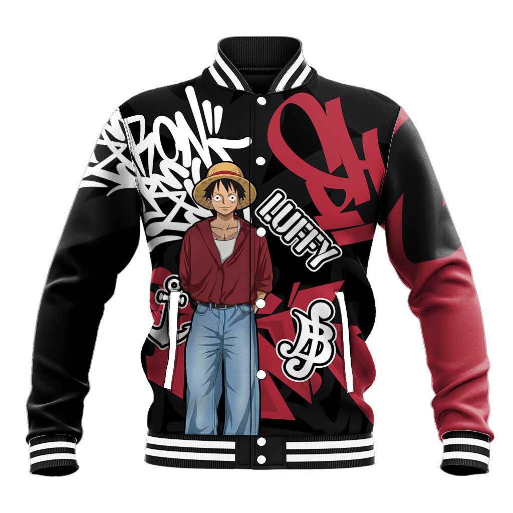 Monkey D. Luffy One Piece Baseball Jacket Graffiti Street Art Anime Collage