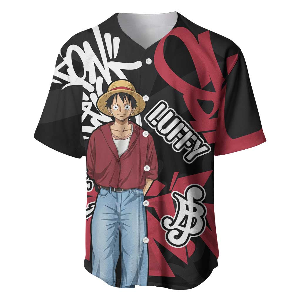 Monkey D. Luffy One Piece Baseball Jersey Graffiti Street Art Anime Collage