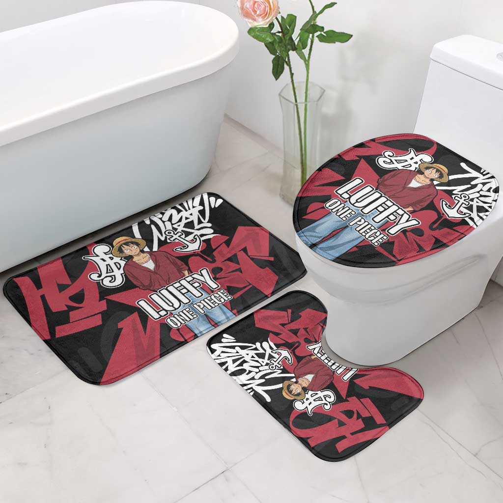 Monkey D. Luffy One Piece Bathroom Set Graffiti Street Art Anime Collage