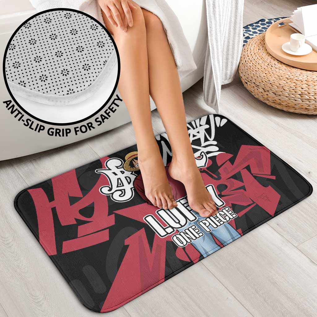 Monkey D. Luffy One Piece Bathroom Set Graffiti Street Art Anime Collage