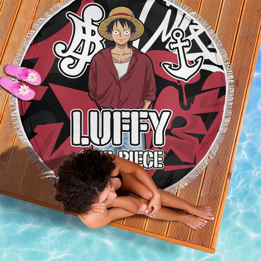 Monkey D. Luffy One Piece Beach Blanket Graffiti Street Art Anime Collage