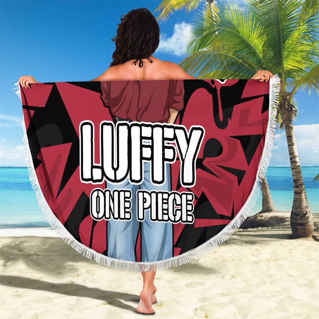 Monkey D. Luffy One Piece Beach Blanket Graffiti Street Art Anime Collage