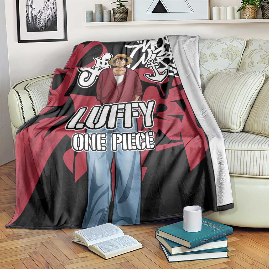 Monkey D. Luffy One Piece Blanket Graffiti Street Art Anime Collage