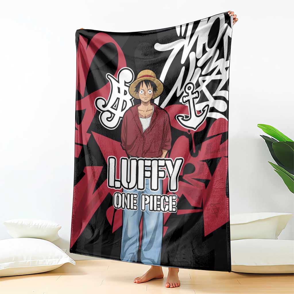 Monkey D. Luffy One Piece Blanket Graffiti Street Art Anime Collage