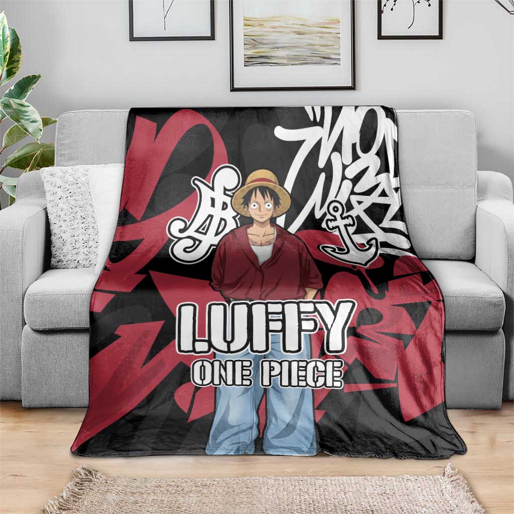 Monkey D. Luffy One Piece Blanket Graffiti Street Art Anime Collage