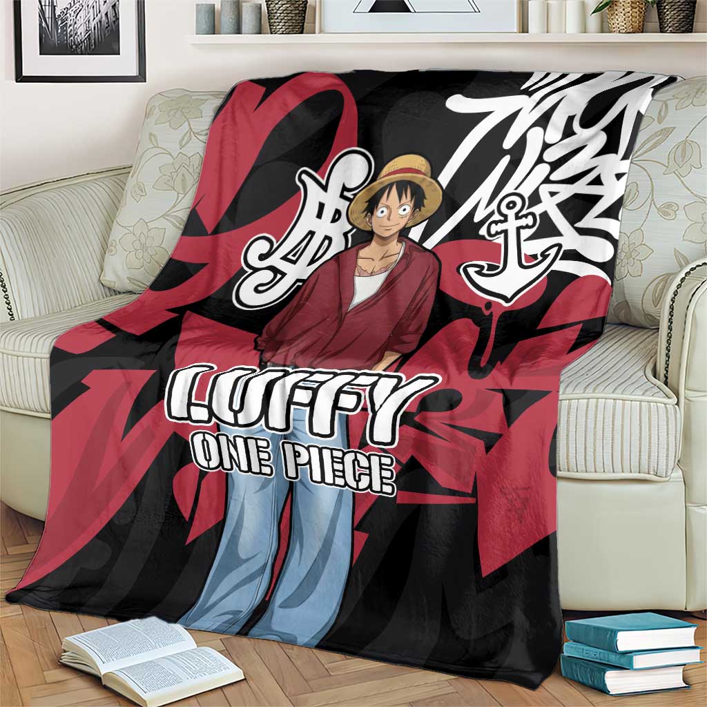 Monkey D. Luffy One Piece Blanket Graffiti Street Art Anime Collage