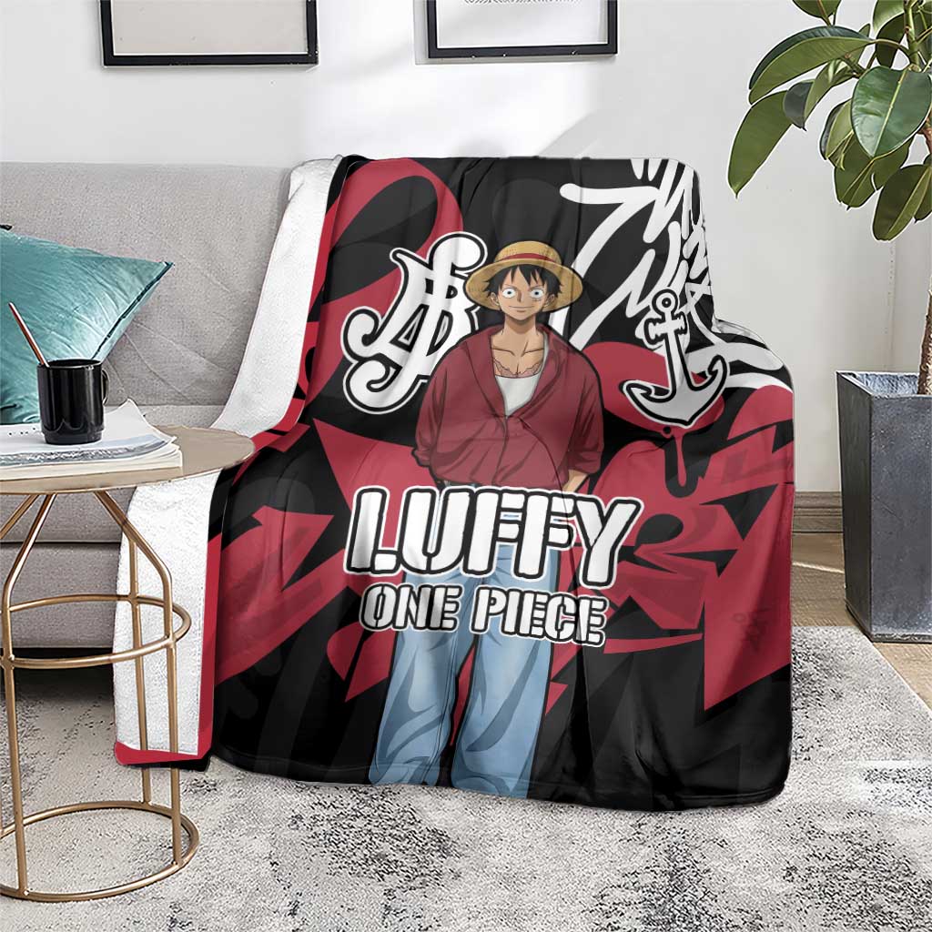 Monkey D. Luffy One Piece Blanket Graffiti Street Art Anime Collage