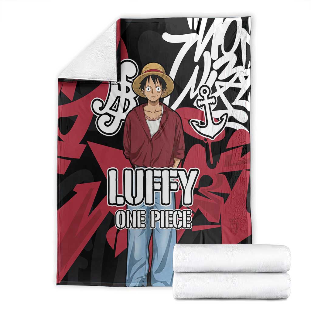 Monkey D. Luffy One Piece Blanket Graffiti Street Art Anime Collage