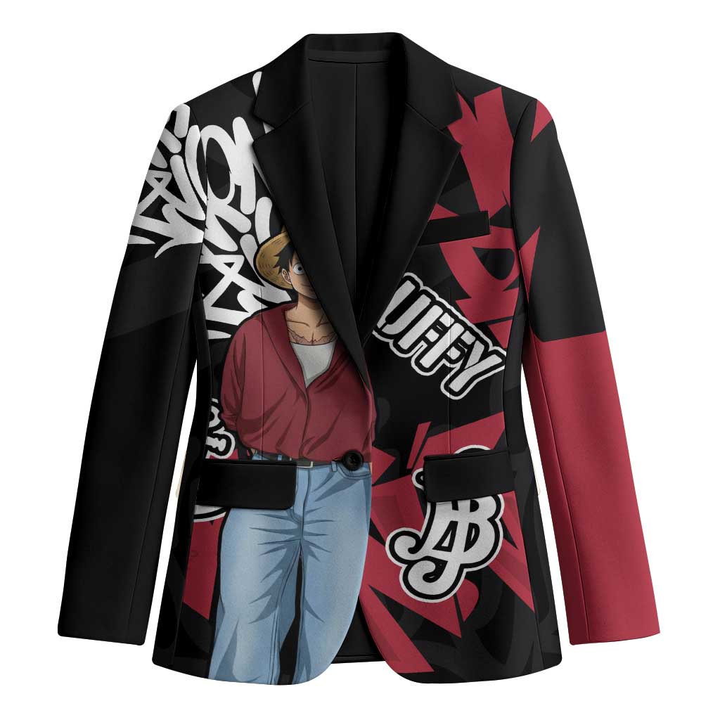 Monkey D. Luffy One Piece Blazer Graffiti Street Art Anime Collage